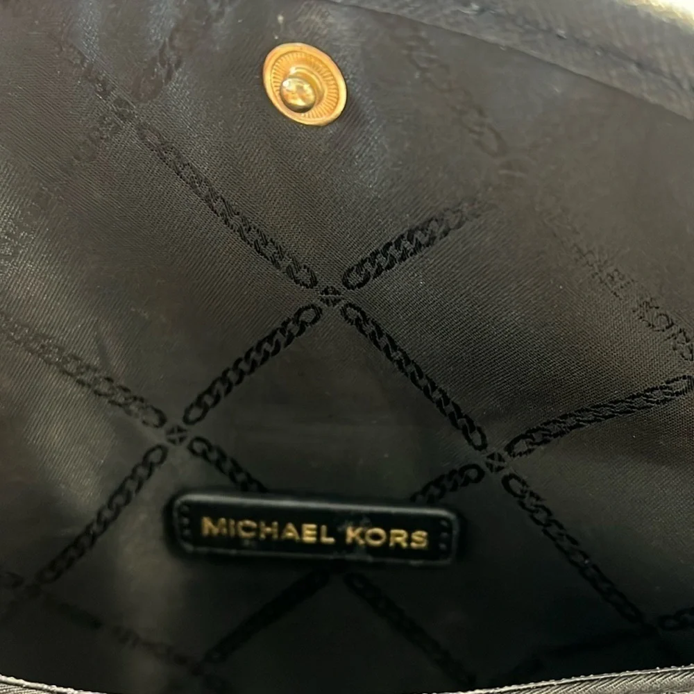 Michael Kors Black Nylon Snap Envelope Attachable Pouch Clutch Bag